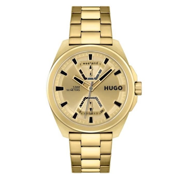 Klocka - HUGO - Exponera - Quartz urverk - Elegant armband - 50m vattentäthet Guld