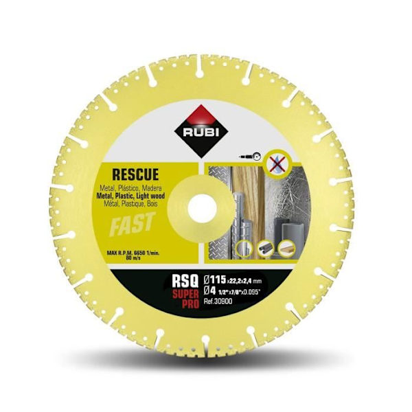 Diamantskiva - RUBI - RSQ SUPERPRO - 115 mm - Vakuumlödd - Torrskärning