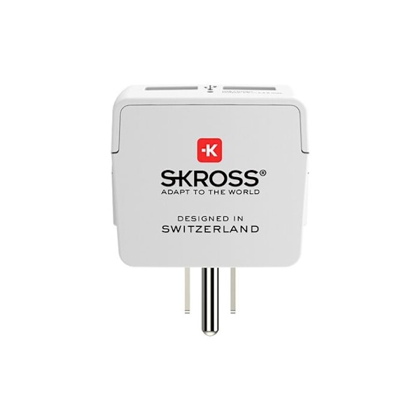 Adaptör - SKROSS - EUROPA TILL USA+ - 2 USB - Vit - Rektangulär Vit