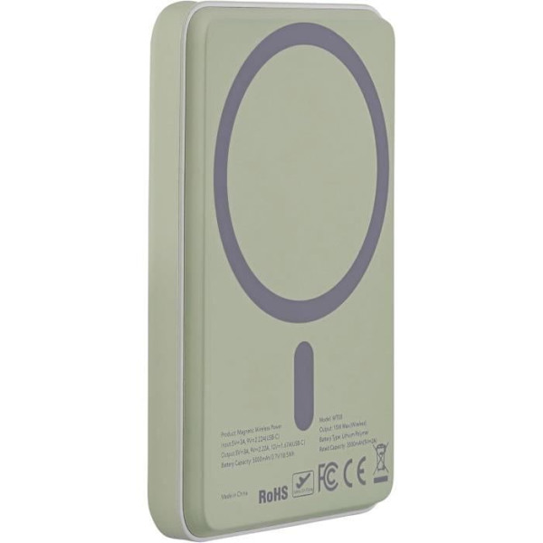 Nödbatteri - T'nb - 5000mAh - Kompatibel med MagSafe - Ultrakompakt - USB-C-laddning 20W Grön
