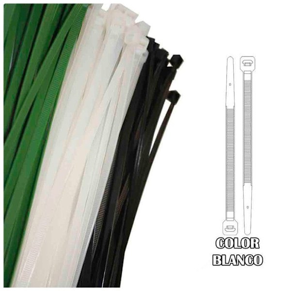 Klämma - Plast - 380x4,8 mm - Paket om 100 - Färg Vit - Bredd 4 mm Vit