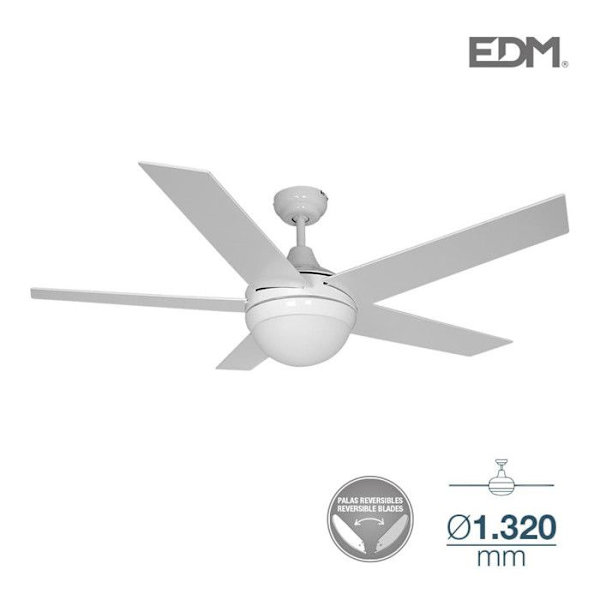 ADRIATICO takfläkt - EDM - 130cm - 2xE14 40W - Vit/Krom Vit/Krom