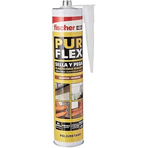 Tätningsmedel/lim - FISCHER - Pureflex Teka - Polyuretanelastomer - 310 ml - Torkar på 2 timmar kastanj