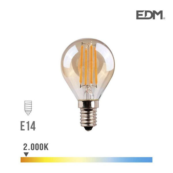 VINTAGE LED-lampa - EDM - sfärisk 4,5W - E14 - 350lm - 2 000k Vit varmt