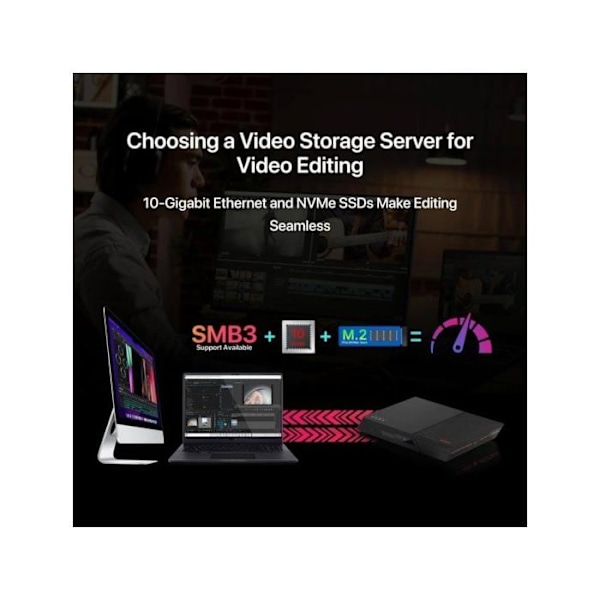 NAS-server - ASUSTOR - FLASHSTOR 12 FS6712X - 12 M.2 NVMe-fack - 4 kärnor - 4 GB RAM DDR4