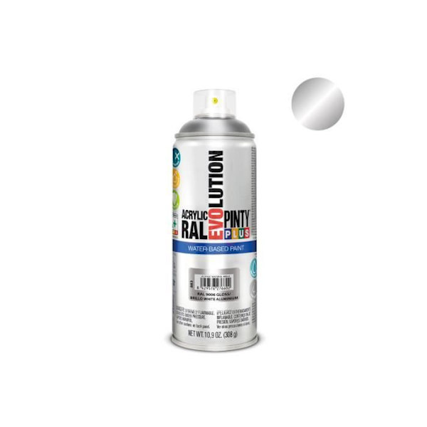 Sprayfärg - GENERIC - Pintyplus Evolution - 520cc - Ral 9006 Vit Aluminium - Vattenbaserad Ral 9006 Vit Aluminium
