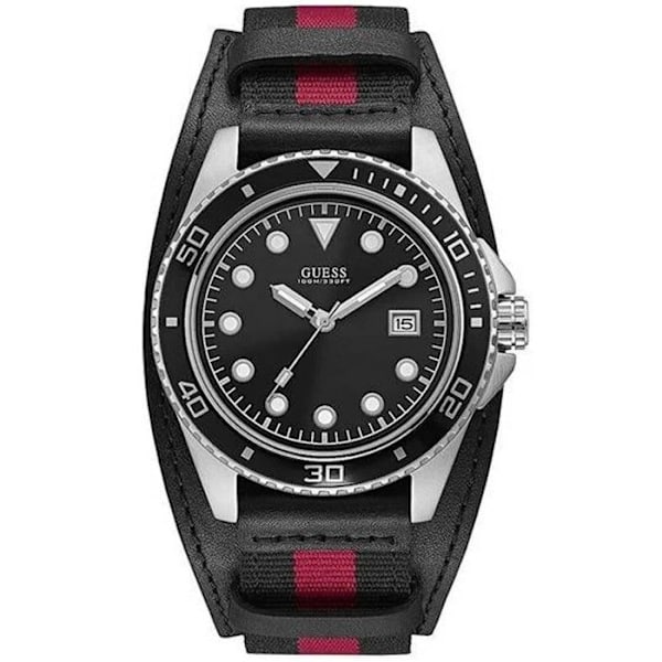Klocka - GUESS - W1051G1 - Tvåfärgat läder - 44 mm - Kvarts - Svart urtavla Svart, tvåfärgad