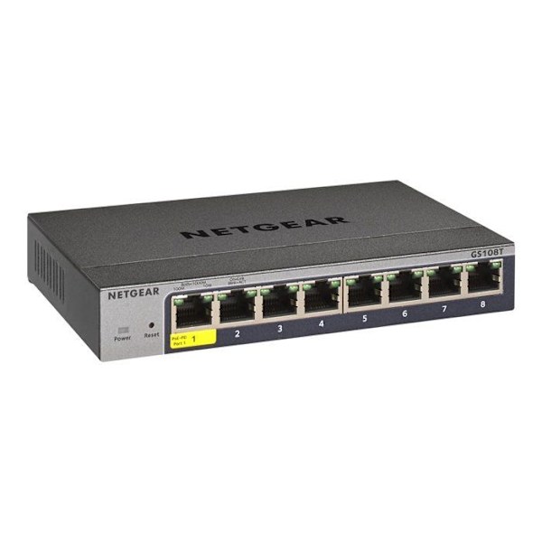 Switch - NETGEAR - GS108Tv3 - 8 portar RJ-45 - Gigabit Ethernet - Hanterad