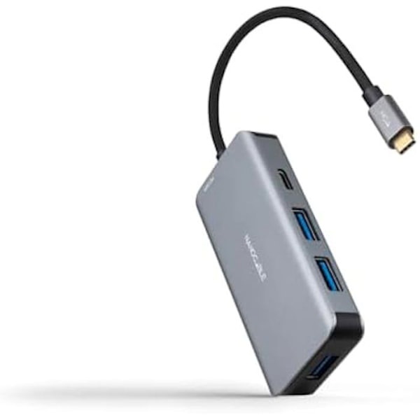 NANOCABLE 10.16.1005 - 5 i 1 omvandlarhubb, USB-C 3.2 GEN1 5G hankontakt till 3 USB-A 3.0-portar + 1 USB-C-port + 1 port