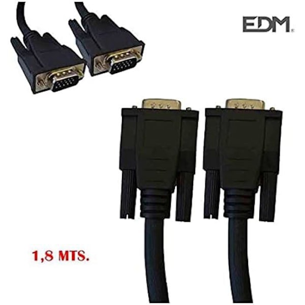 Super VGA videokabel - EDM - 1,8m - Hane/Hane - Bildskärmsanslutning - Hög kvalitet
