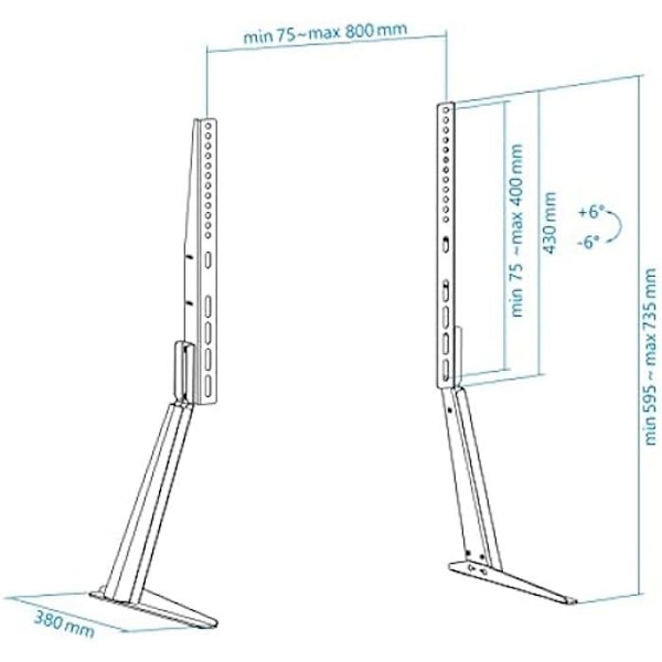 Bordsstöd för 32"-70" skärmar - TOOQ - DB3270T-B - Tiltbar - VESA 800x400
