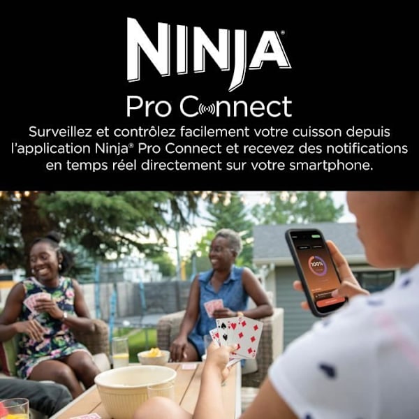 Elektrisk grill och rökare NINJA - Woodfire Pro Connect XL OG901EU - 7 tillagningsprogram - Inbyggd termometer Blågrå och rostfritt stål