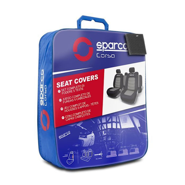 Bilstolsöverdrag - Sparco - S-line - Grå - Universal - Airbag-kompatibel Svart grå
