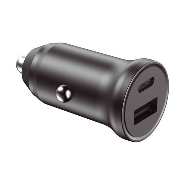 USB-bil laddare - KSIX - BXCRC20PD - Svart - Snabbladdning 20W - USB-A + USB-C Svart
