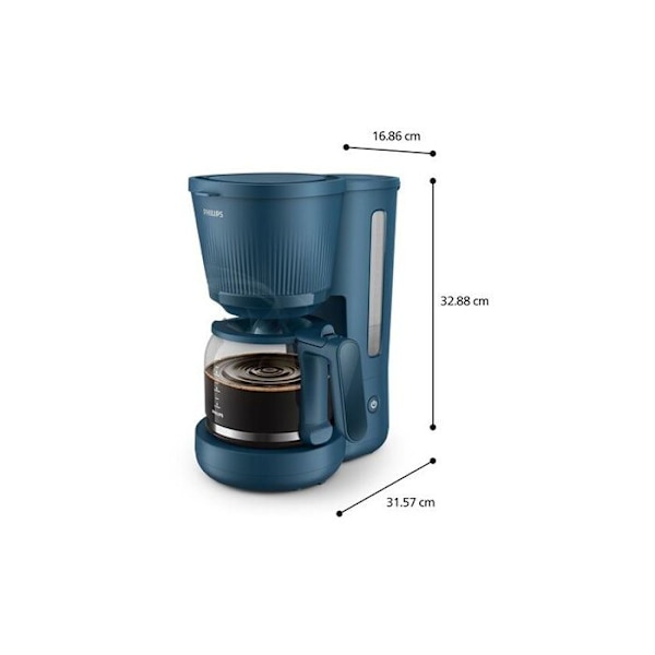 Kaffebryggare - PHILIPS - HD7411/70 - 1,25L - Automatisk avstängning - Permanent filter Blå