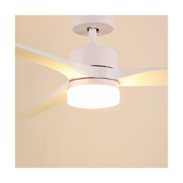 GRUNKEL Takfläkt med LED-ljus 132cm diameter vit