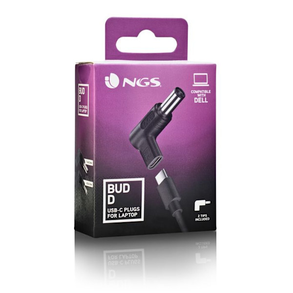 NGS BUD-D: Ersättningspaket med 2 USB-C strömadaptrar kompatibla med DELL bärbara datorer.