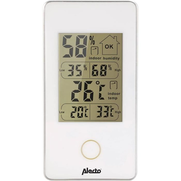 Inomhustermometer - ALECTO - WS-75 - Temperatur - Hygrometer - Vit Vit