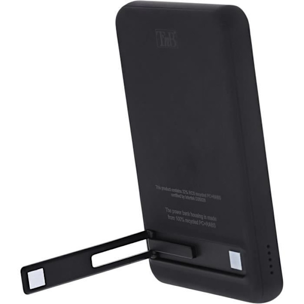 T'nB - Nödbatteri 5000 mAh MagSafe, Kompakt och lätt, LED-indikator, Tillverkad av återvunnen plast - Grå Svart