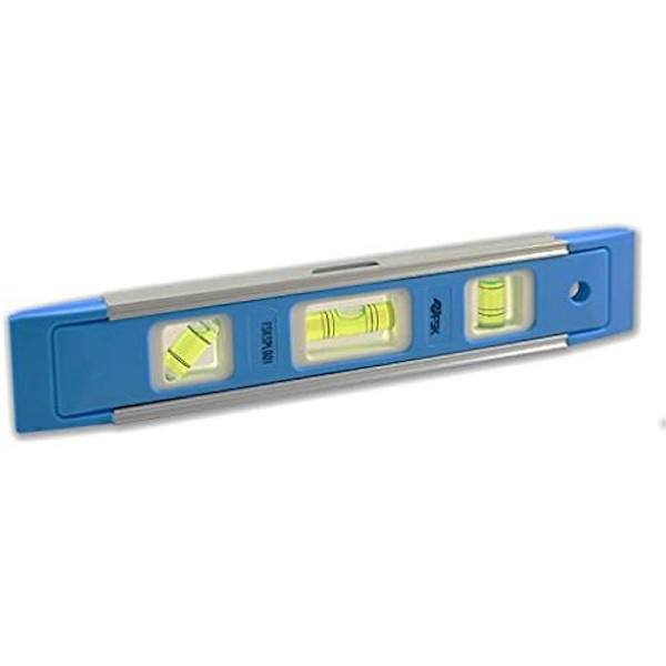 Ferrestock FSKSPL001 Professionellt magnetiskt vattenpass med magnetisk bas och tre rörformade glödlampor, 225 mm