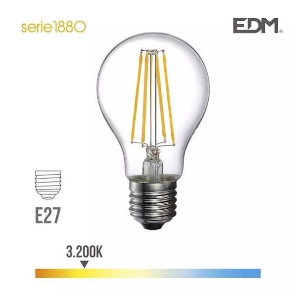 LED-lampa E27 6W Rund A60 Vit varmt