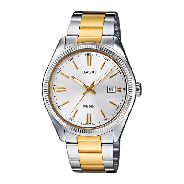 CASIO klocka - Armband i rostfritt stål - 5 Atm vattentäthet - Quartz urverk Silver och guld