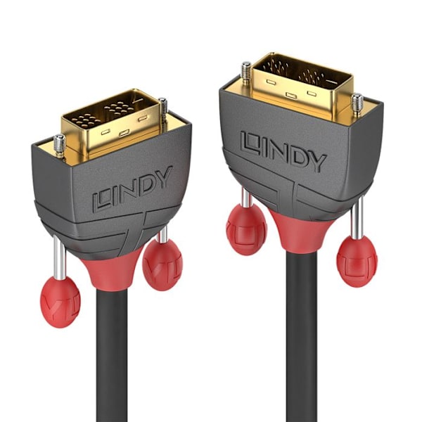DVI-D Single Link-kabel - LINDY - Anthra Line - 25m - 24 karat guld - Tredubbelt skydd Antracit