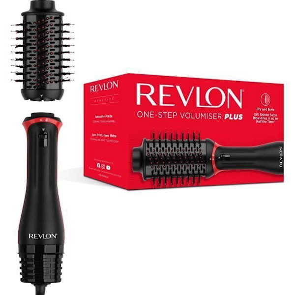 REVLON RVDR5298 Blåsborste - One Step Volumizer Plus - Avtagbart huvud Svart och röd