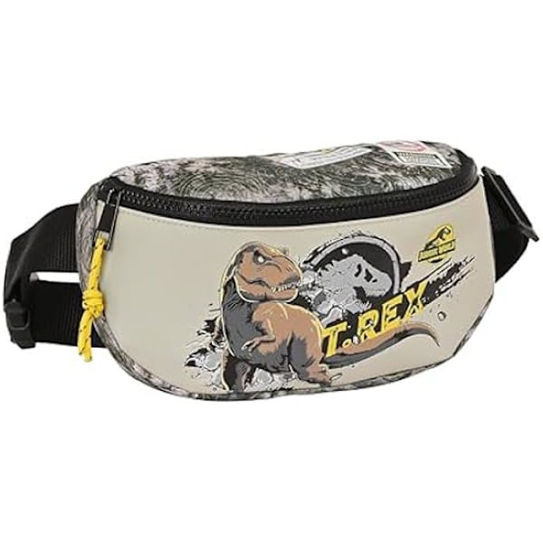 Safta Jurassic World Warning fannypack för barn - Grå - 23 x 9 x 14 cm - Bekväm och mångsidig grå