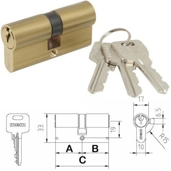 EUROPERFIL E 60MM CYLINDER (30x30mm) MÄSSING MCM