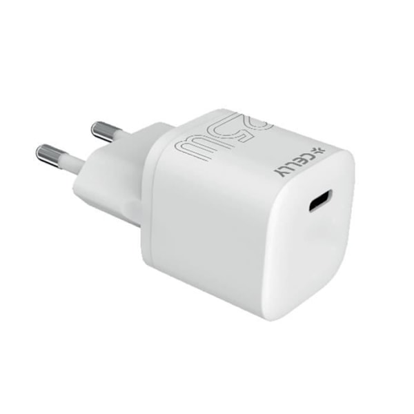 Strömadapter - Celly - UCTC1USBC25WWH - Vit - 1 x USB typ C - Universell Vit