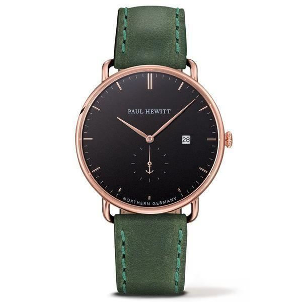 Herrur - Paul Hewitt - Ø 42 mm - Grön Läder - Saphirglas - Vattentålighet 5 ATM Grön