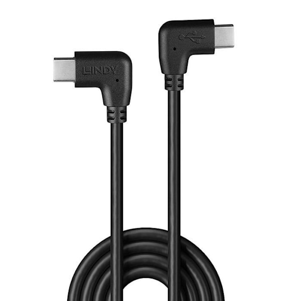 LINDY USB C-kabel vinklad till USB typ C vinklad - 50cm svart