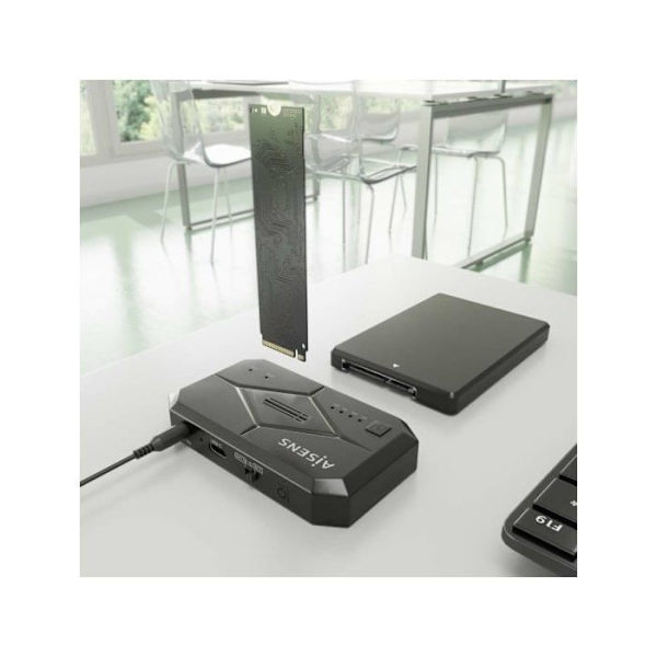 Dockningsstation - AISENS - ASDS-M2SATA04B - USB 3.0 - Svart - Kompatibel HDD/SSD