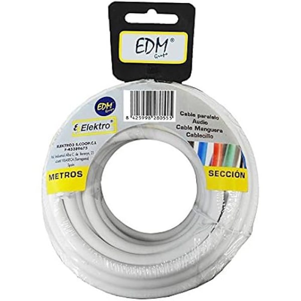 Ljudkabel - EDM - Parallellspole 2 x 0,75 mm - Vit - 15 m - Monofärg Enfärgad