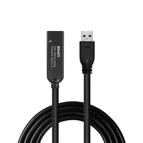 USB 3.0 förlängningskabel - LINDY - 10m - Typ A till C - PVC med låg toxicitet - Förgyllt