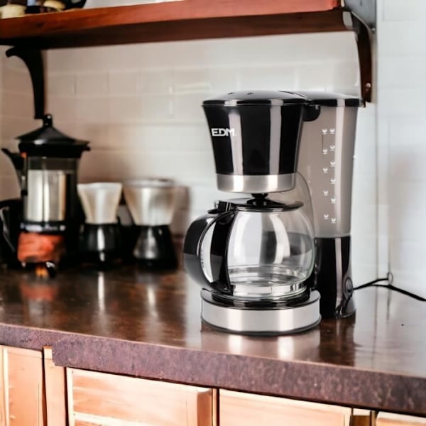 Elektrisk Kaffebryggare - EDM - 12 koppar - 800W - Programmerbar - Svart