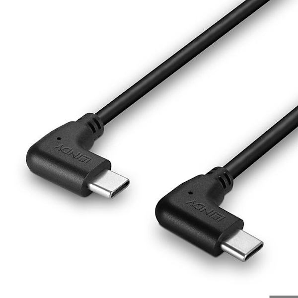 LINDY USB C-kabel vinklad till USB typ C vinklad - 50cm svart