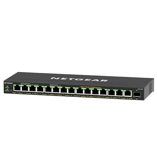 Switch - Netgear - GS316EP - 16 Gigabit-portar - PoE - Hanterad - 28 Gbit/s