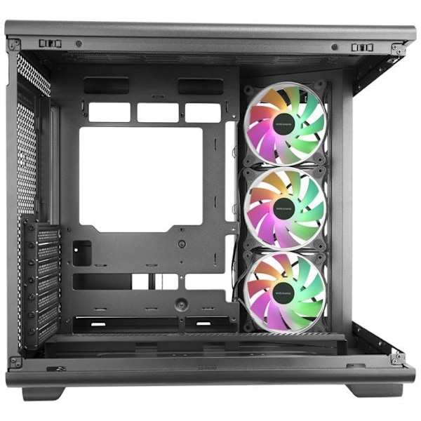 Mars Gaming MC-REV, Gamingchassi ATX, Dubbel Härdat Glas, 3 Omvända ARGB-fläktar, Vertikal GPU, 360 mm Kylning, Svart
