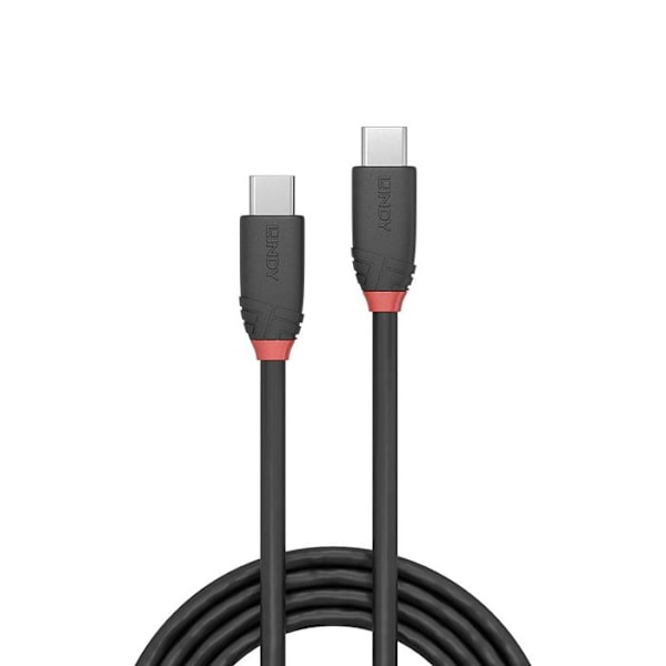 USB 3.1 typ C 3A-kabel - LINDY - Black Line - 0,5 m - Trippelskärmad - Guldpläterade kontakter