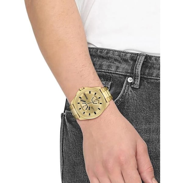 Klocka - HUGO - Exponera - Quartz urverk - Elegant armband - 50m vattentäthet Guld