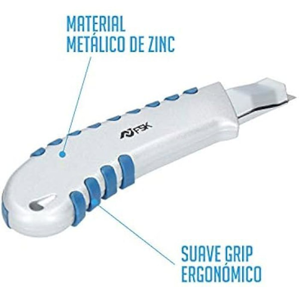 Kutter - FERRESTOCK - 18 mm - Zinkmetall - Gummibehandlat handtag - Infällbart blad Zink