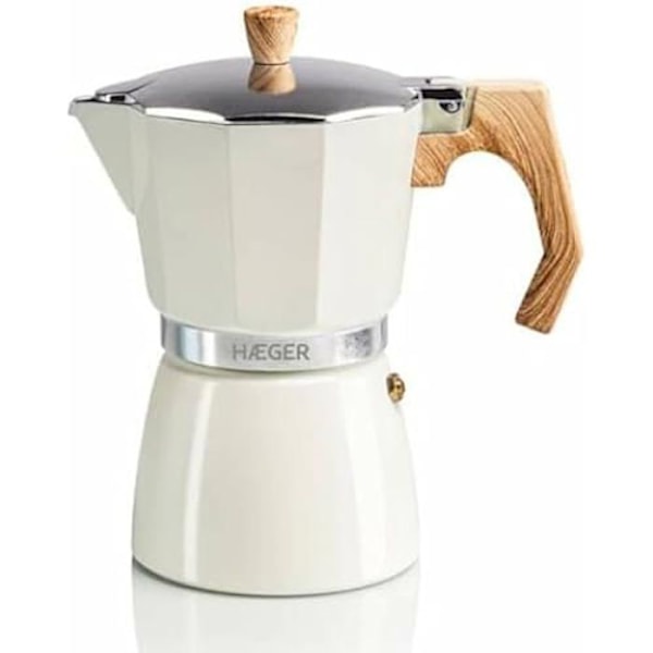 Italiensk Moka kaffebryggare - HAEGER - 6 koppar - Programmerbar - Avtagbar vattentank - Beige