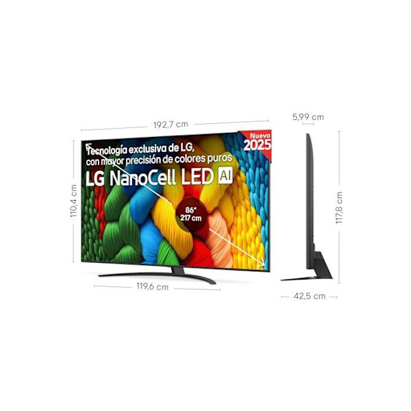 TV NanoCell - LG - 86NANO81A6A - 217 cm - 4K UHD - Smart TV