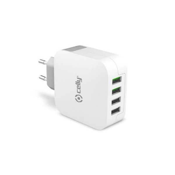 Nätadapter - Celly - TC4USBTURBO - 4000 mA - 4 USB 2.0-portar - Vit Vit