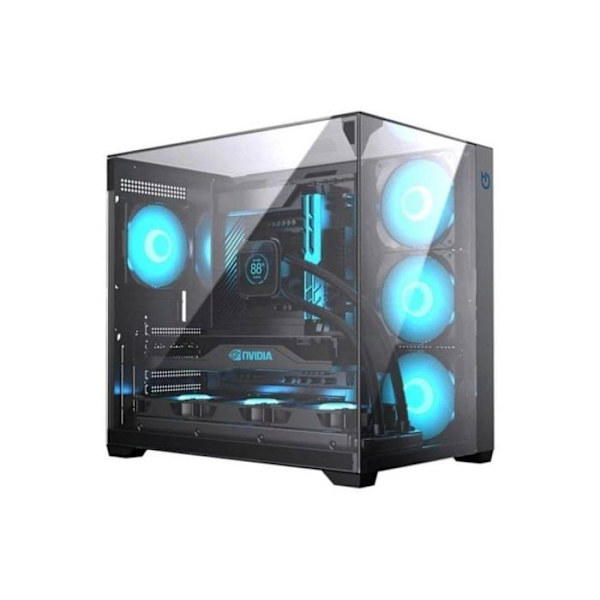 Caja Gaming Hiditec SKY Triple Cristal Templado ATX Semitorre Alta Refrigeración ARGB Svart