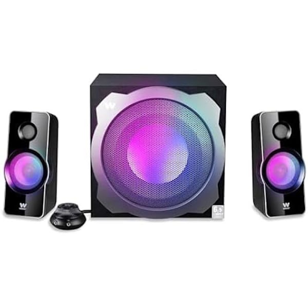 2.1 Woxter Big Bass 260 RGB-högtalare - 150 W - 3,5 mm anslutning - Ergonomisk volymkontroll Svart