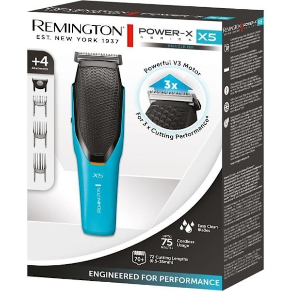 Hårklippare - REMINGTON - HC5000 X5 Power Xseries - 75 min - Turbo - Blå Blå