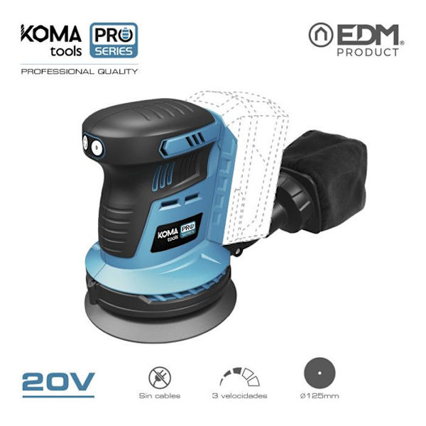 Random orbit sander 20v (utan batteri och laddare) koma verktyg